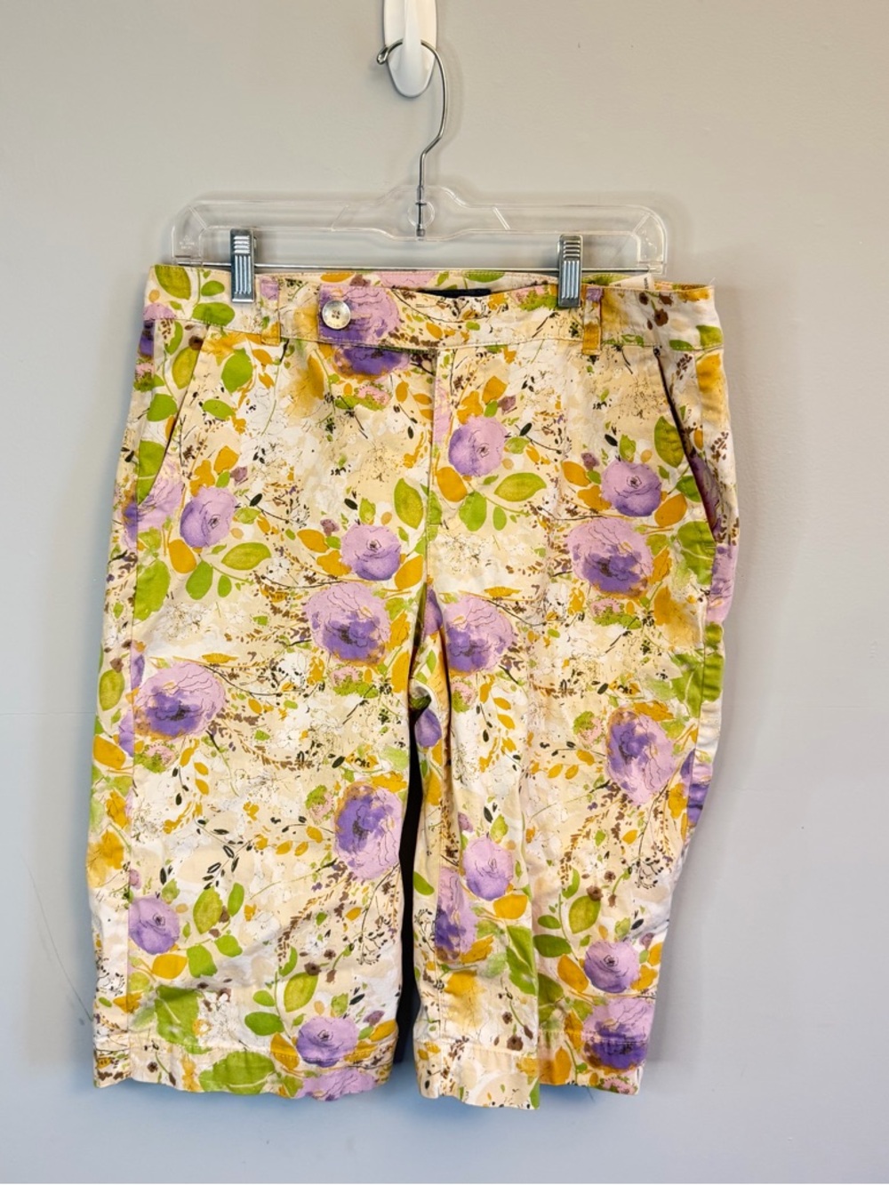 💐 Floral Pastel Cropped Pants - Purple & Green